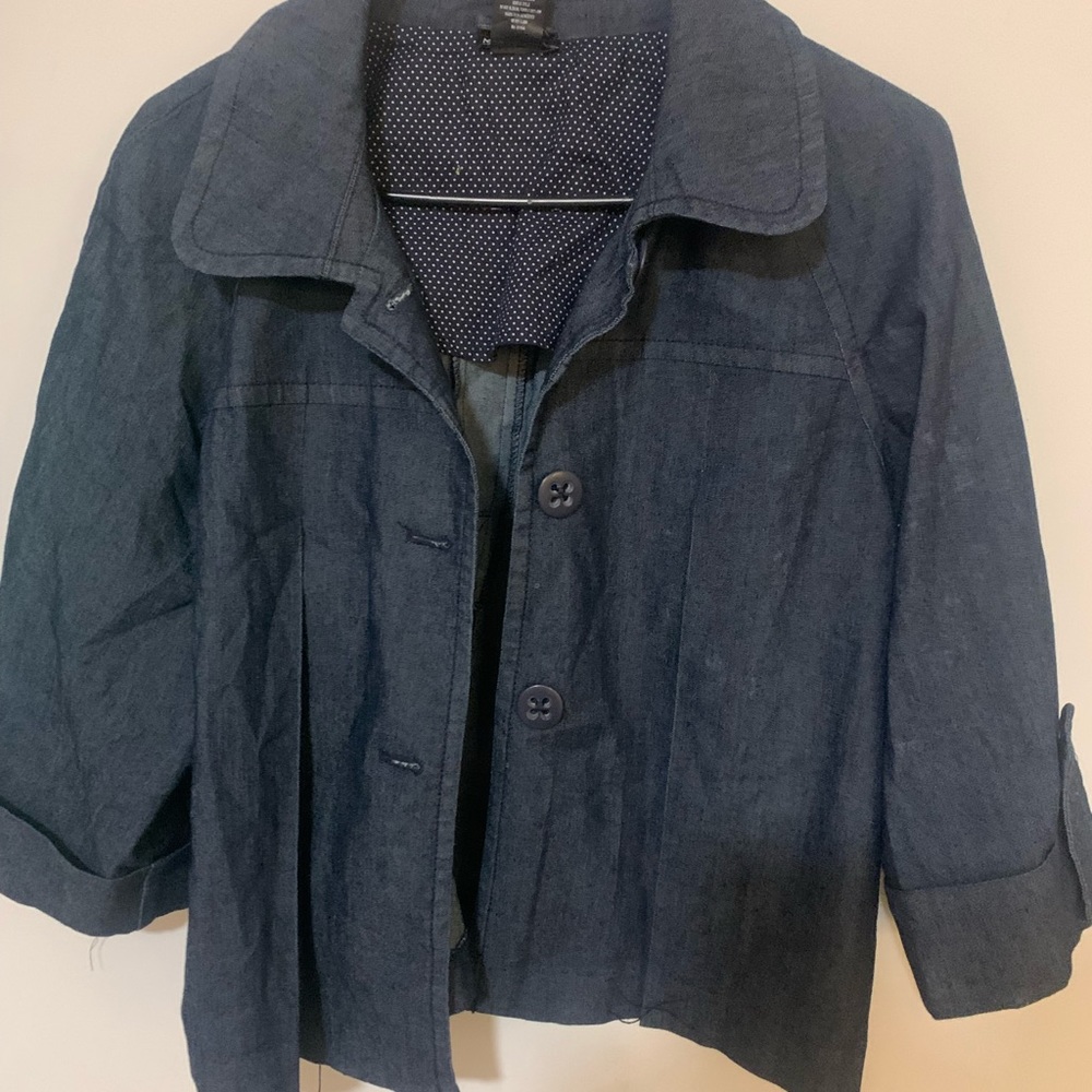 Women’s new directions cropped denim jacket z3/4 sleeve blazer